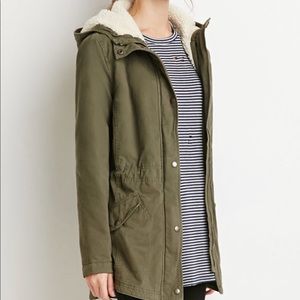 Faux shearling utility jacket